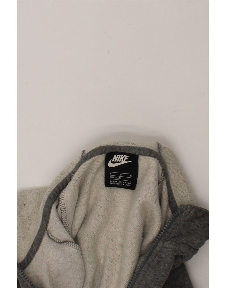 NIKE Girls Zip Hoodie Sweater 12-13 Years Large Grey Cotton Vintage Nike and Second-Hand Nike from Messina Hembry 