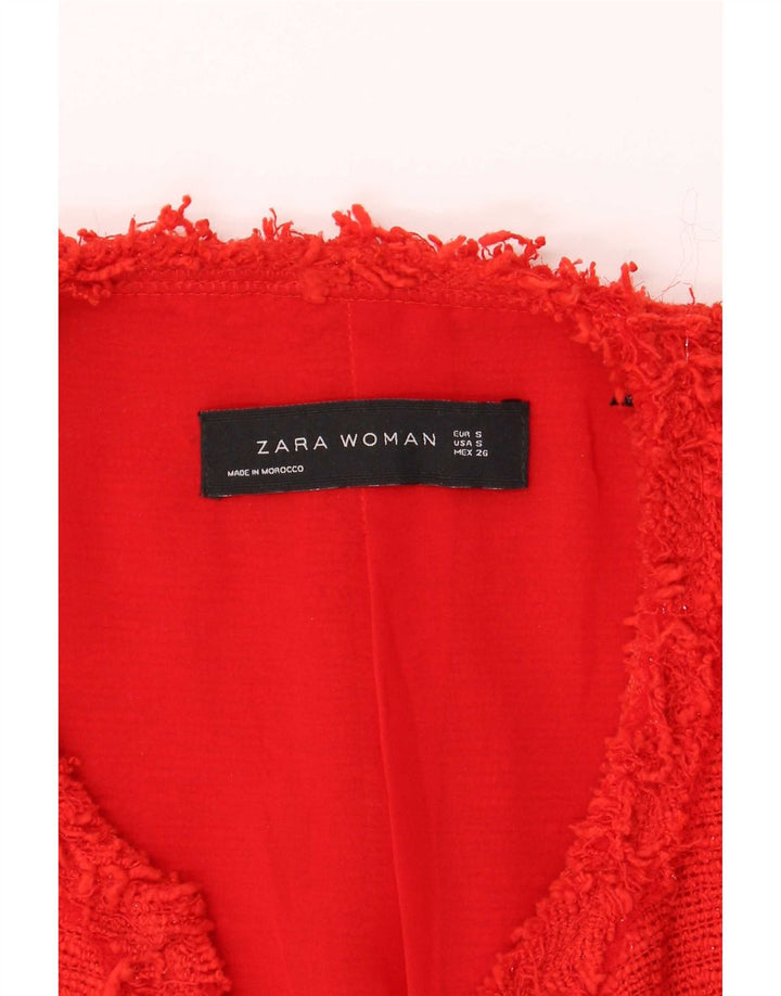 Jaqueta Zara Womens Open Blazer UK 10 Pequeno Vermelho