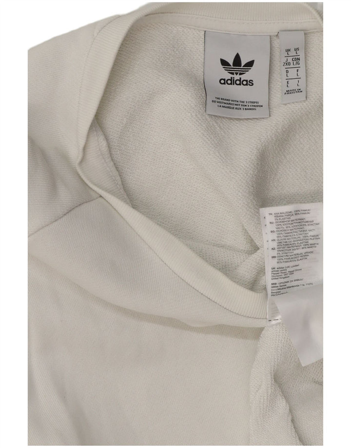 ADIDAS Mens Moletom Jumper Grande Algodão Branco