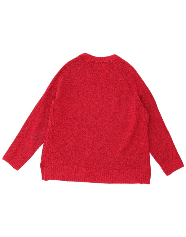 Suéter feminino Marks & Spencer com gola canoa Reino Unido 14 médio vermelho manchado
