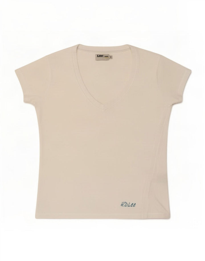 Camiseta feminina Lee UK 12 algodão branco médio