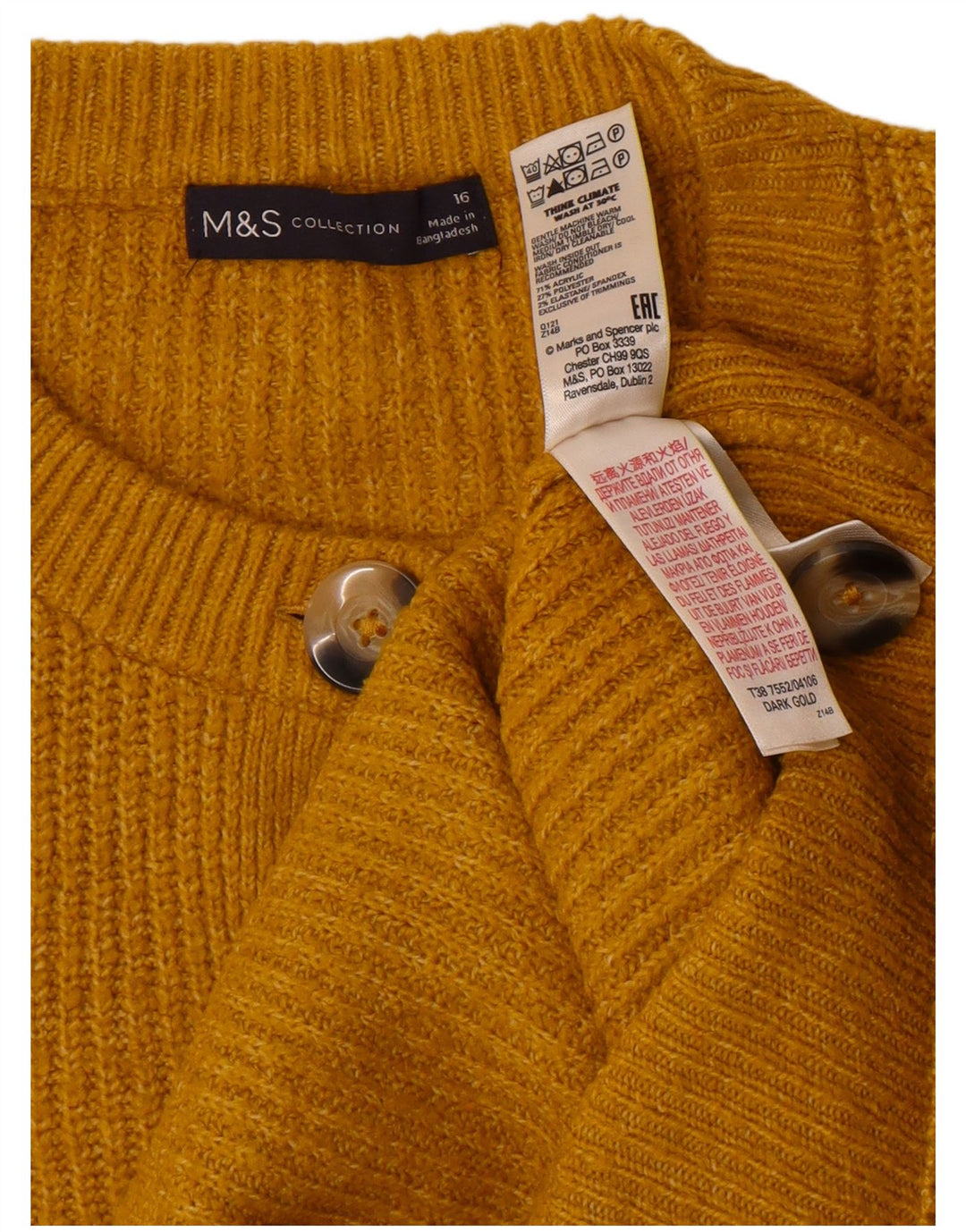 Suéter cardigã feminino grande Marks & Spencer Reino Unido 16 grande amarelo