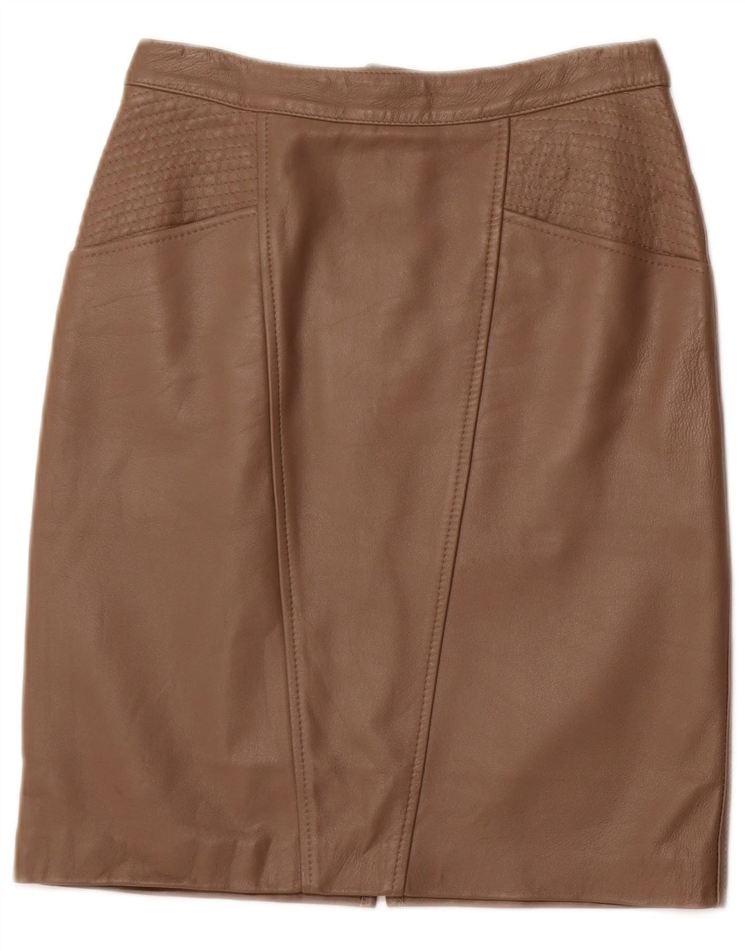 Saia feminina VINTAGE de couro de cintura alta IT 42 médio W26 couro marrom