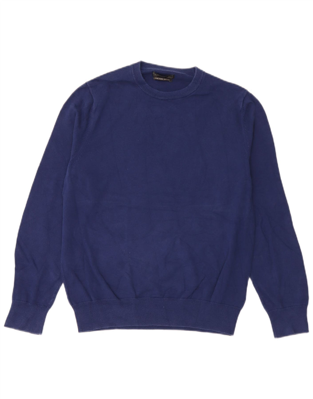 Suéter masculino Massimo Dutti com gola redonda e algodão azul médio
