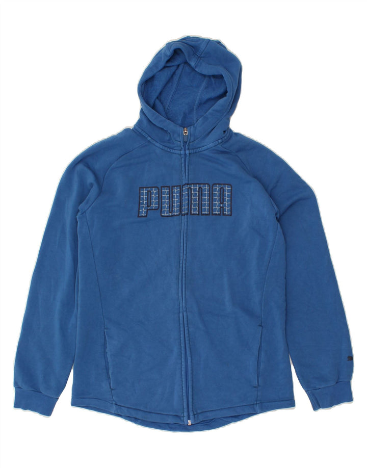 PUMA Boys Graphic Zip Hoodie Sweater 13-14 Years XL Blue Vintage Puma and Second-Hand Puma from Messina Hembry 