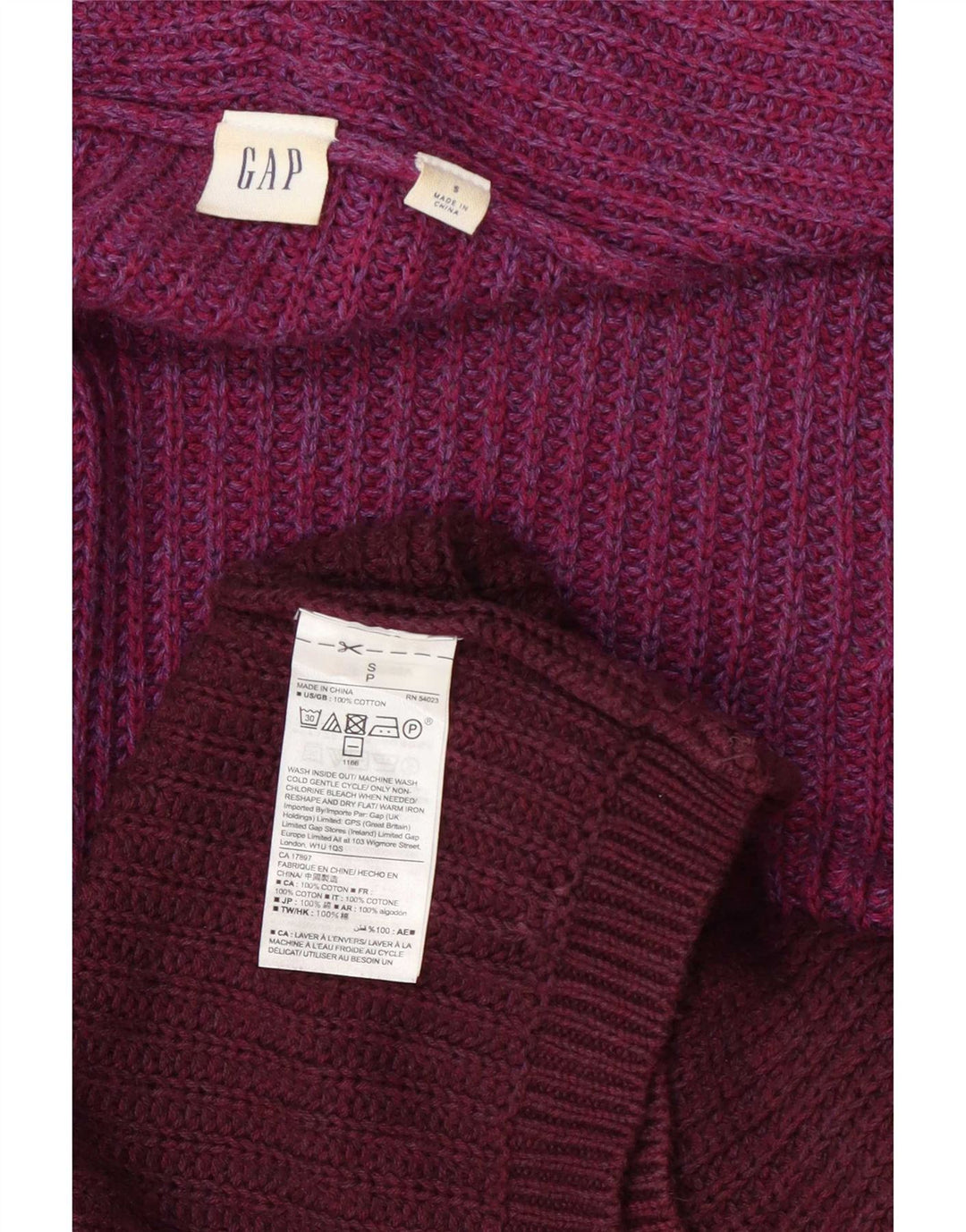 Suéter cardigã feminino oversized com palangre Gap Reino Unido 10 pequeno Borgonha