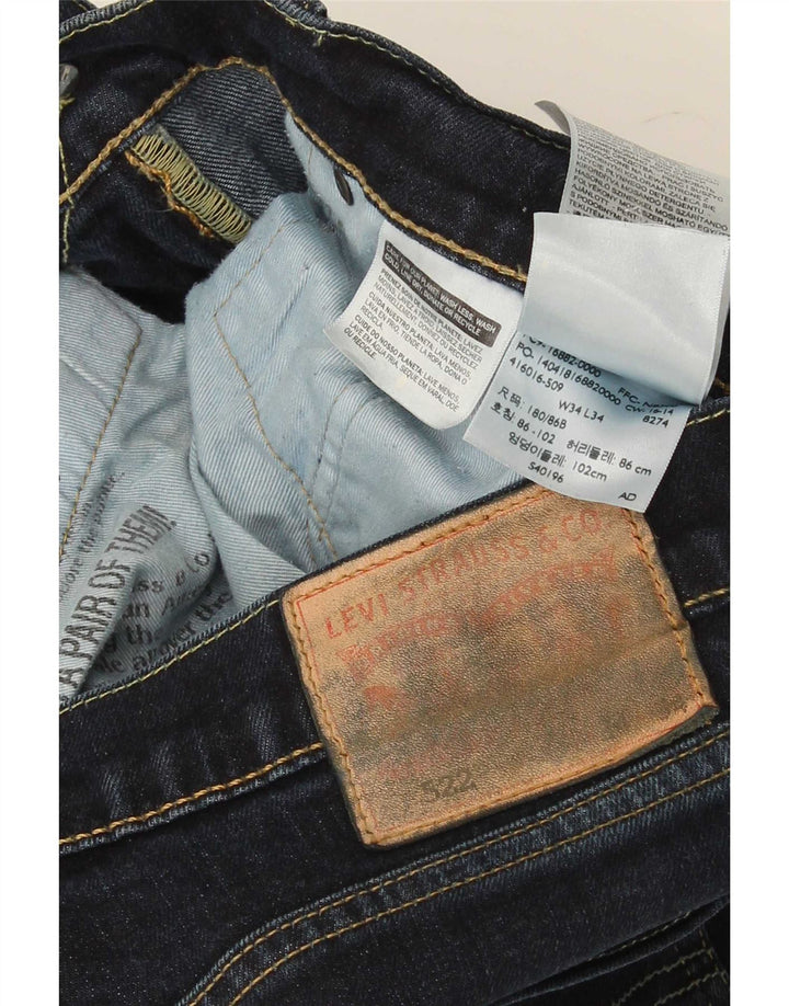 Levi's Masculino 522 Slim Jeans W34 L34 Azul Marinho Algodão
