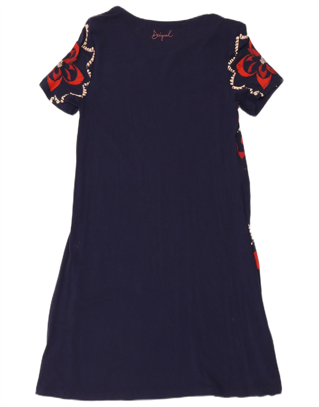 DESIGUAL Vestido feminino evasê Reino Unido 8 pequeno azul marinho floral viscose