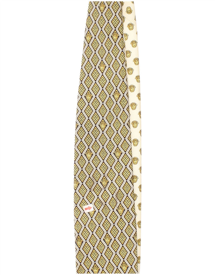 Gravata masculina Gianni Versace tamanho único de seda geométrica amarela designer