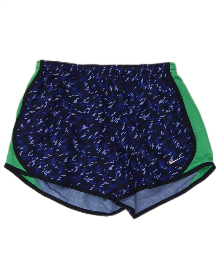 Shorts esportivos femininos NIKE Dri Fit UK 18 XL azul marinho colorblock poliéster