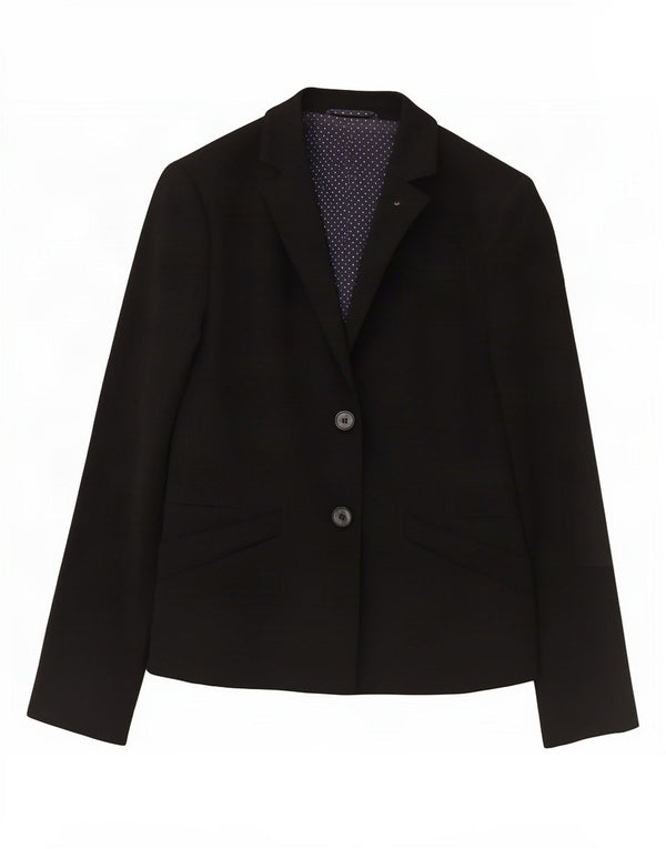 Jaqueta blazer feminina Jigsaw com 2 botões UK 10 poliéster preto pequeno