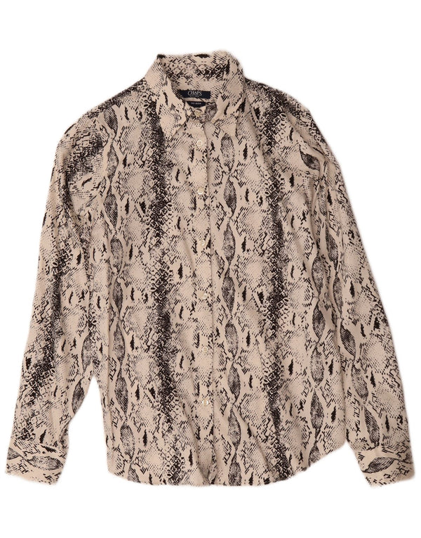 Camisa feminina Chaps UK 14 algodão bege médio com estampa animal