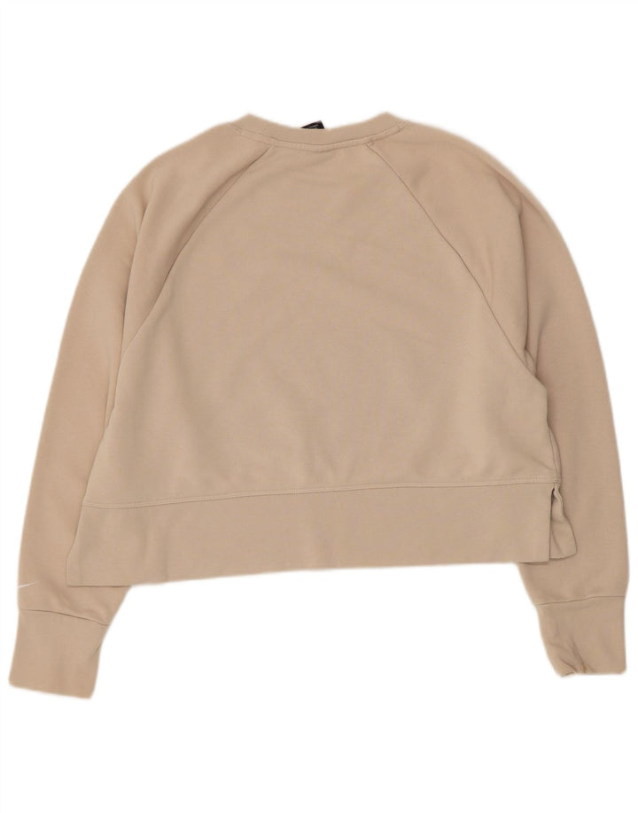 NIKE Womens Crop Oversized Graphic Moletom Jumper UIK 10 Pequeno Bege