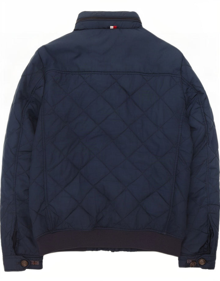 Jaqueta masculina acolchoada com capuz Tommy Hilfiger Reino Unido 36 poliéster azul marinho pequeno