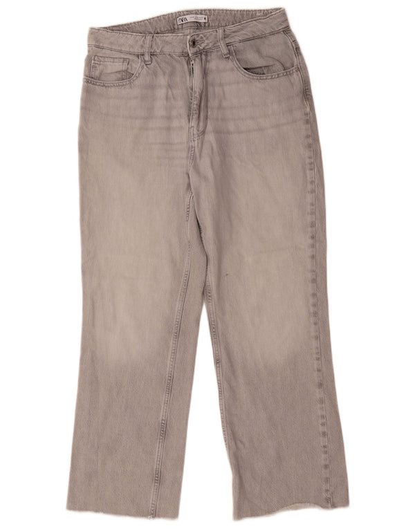 Calça jeans reta feminina Zara EU 42 grande W32 L28 algodão cinza