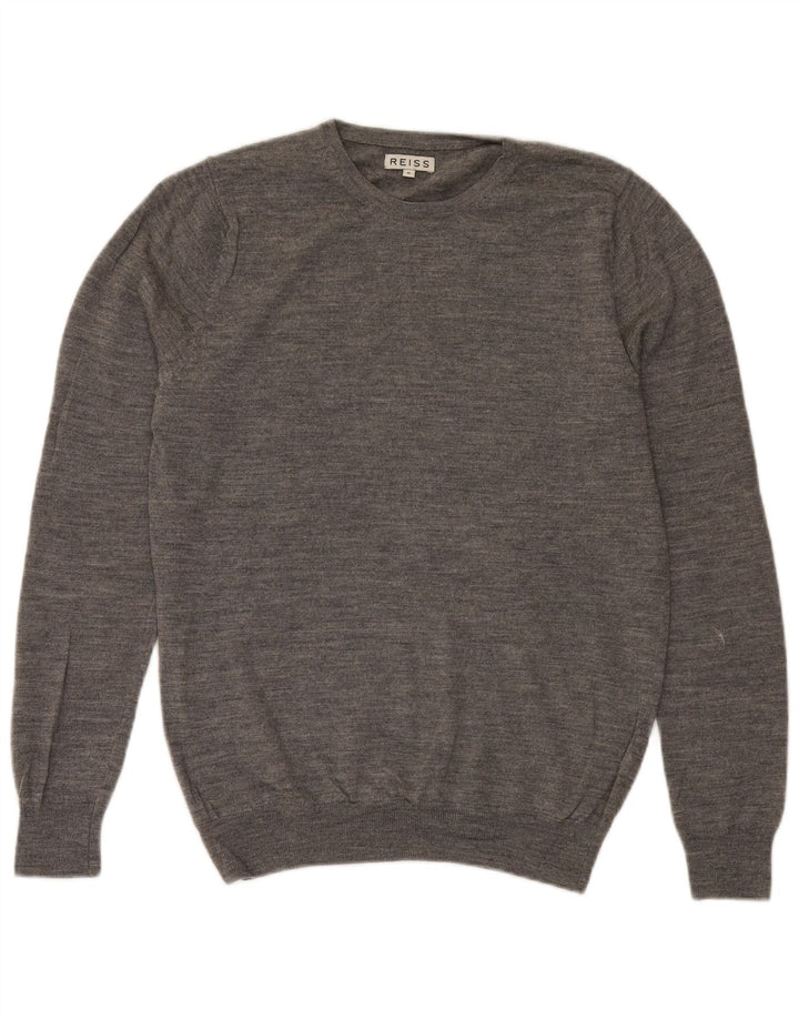 Suéter masculino Reiss com gola redonda, cinza médio manchado