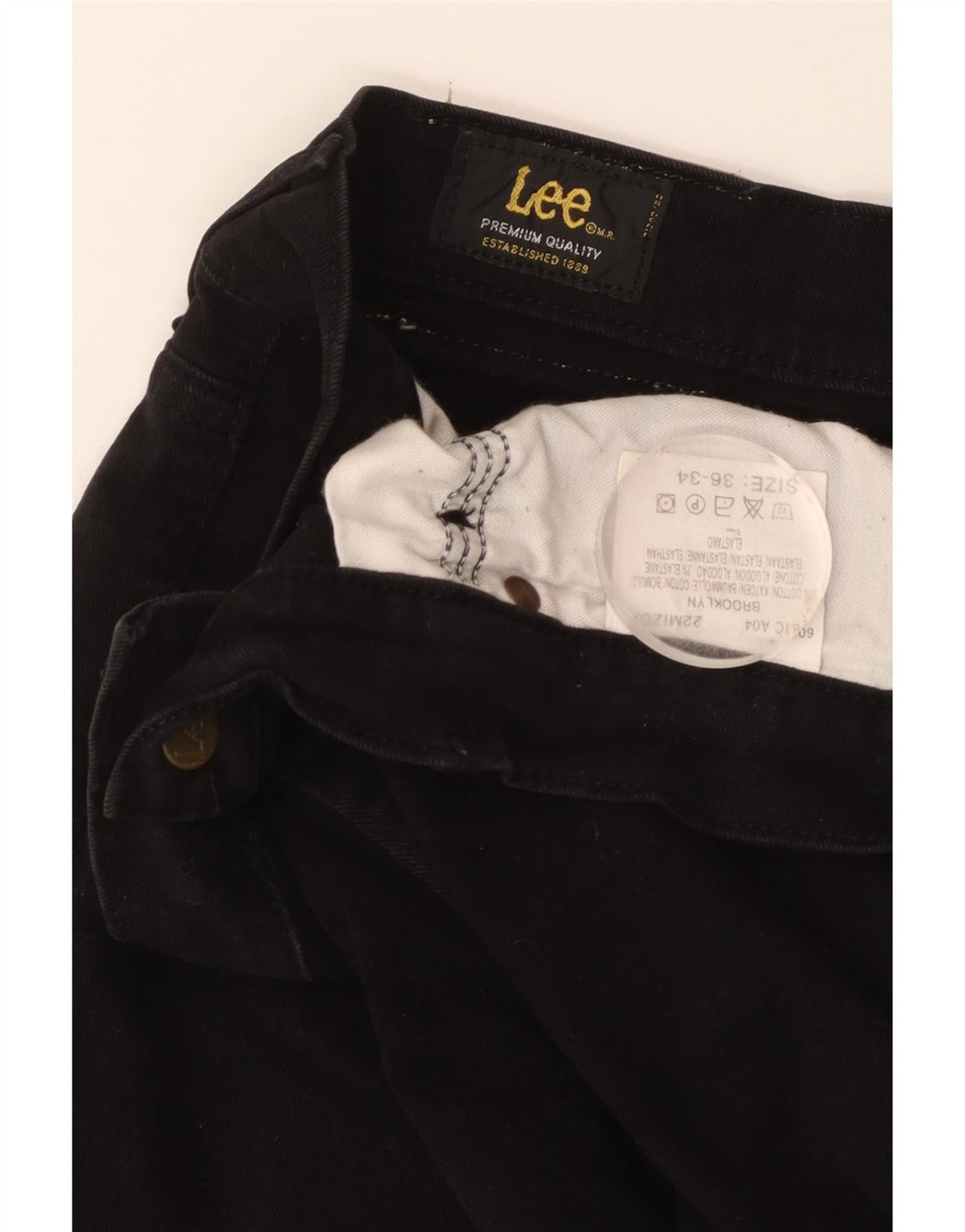 Lee Mens Brooklyn Straight Jeans W36 L28 Algodão Preto