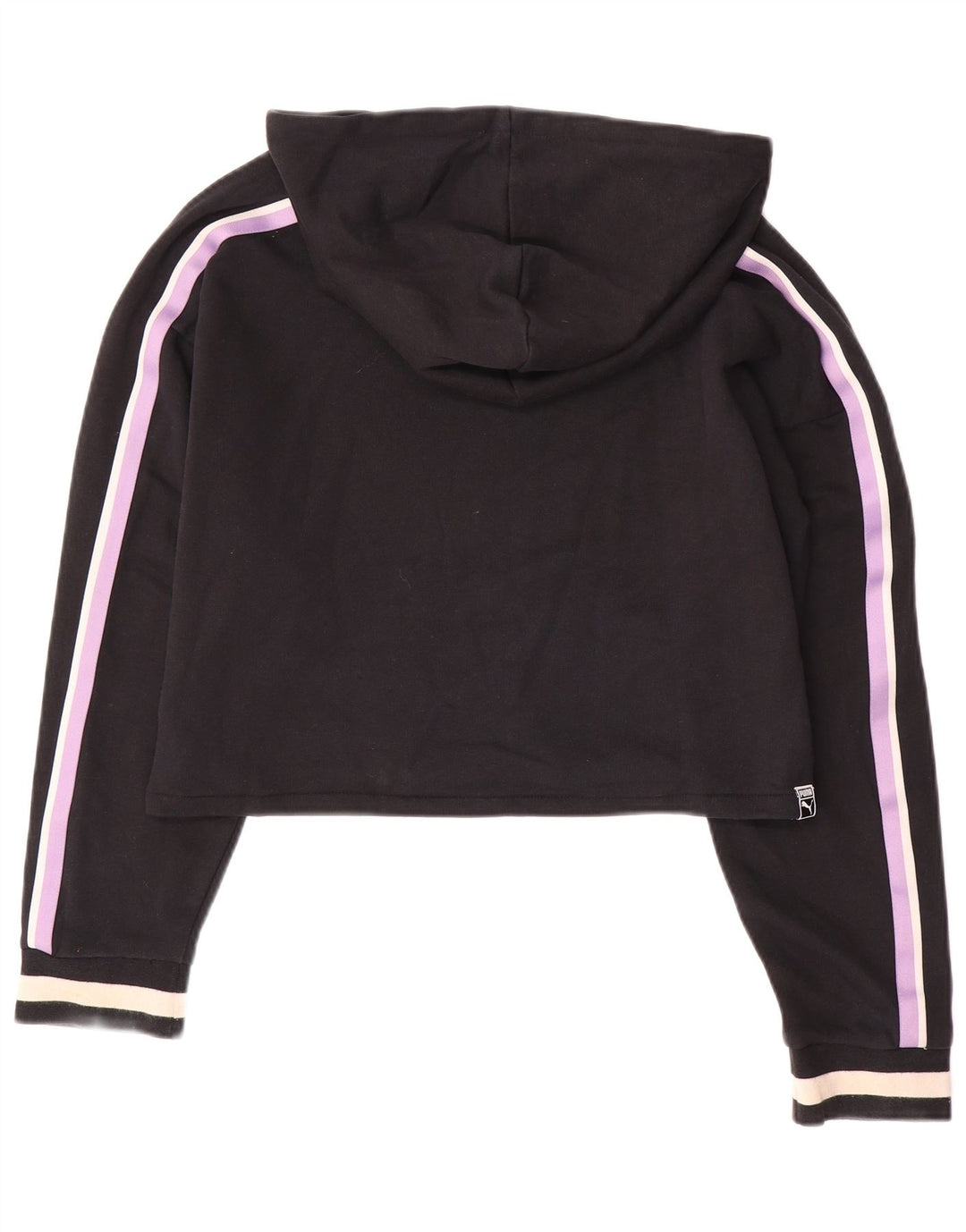 PUMA feminino oversized crop moletom com capuz UK 12 médio preto colorblock