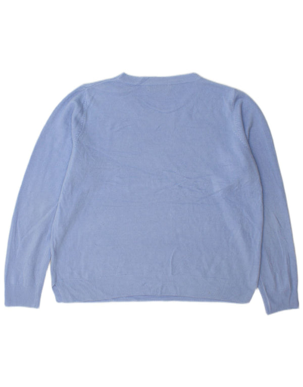 Suéter feminino Marks & Spencer com gola canoa Reino Unido 18 XL azul acrílico