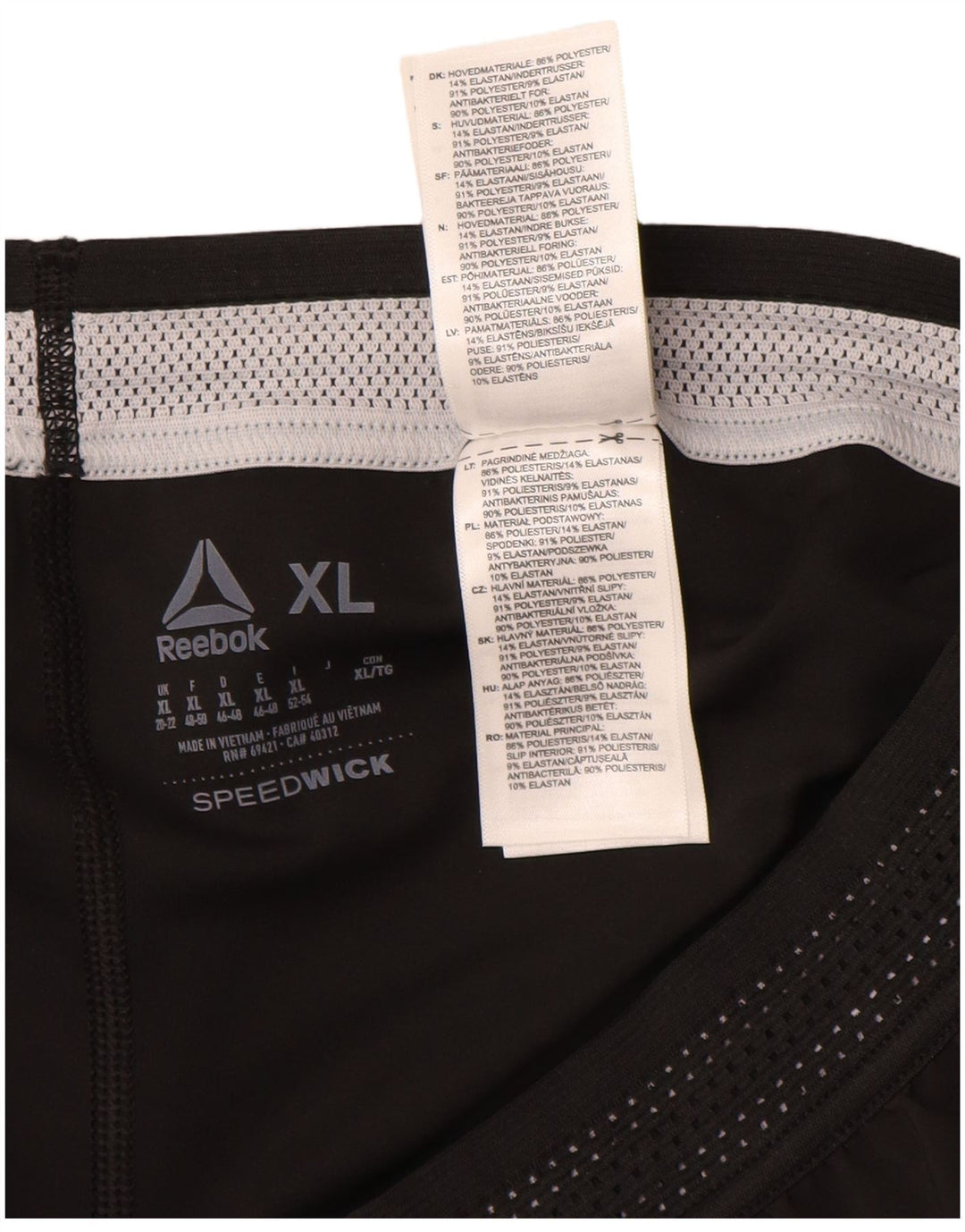Shorts esportivos femininos REEBOK UK 20/22 XL poliéster preto