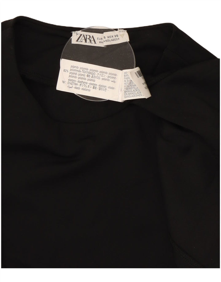 Vestido maxi feminino sem mangas ZARA Reino Unido 10 pequeno preto poliamida