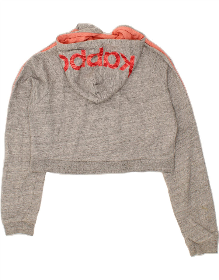 KAPPA Womens Crop Graphic Zip Hoodie Sweater UK 16 Large Grey Cotton Vintage Kappa and Second-Hand Kappa from Messina Hembry 