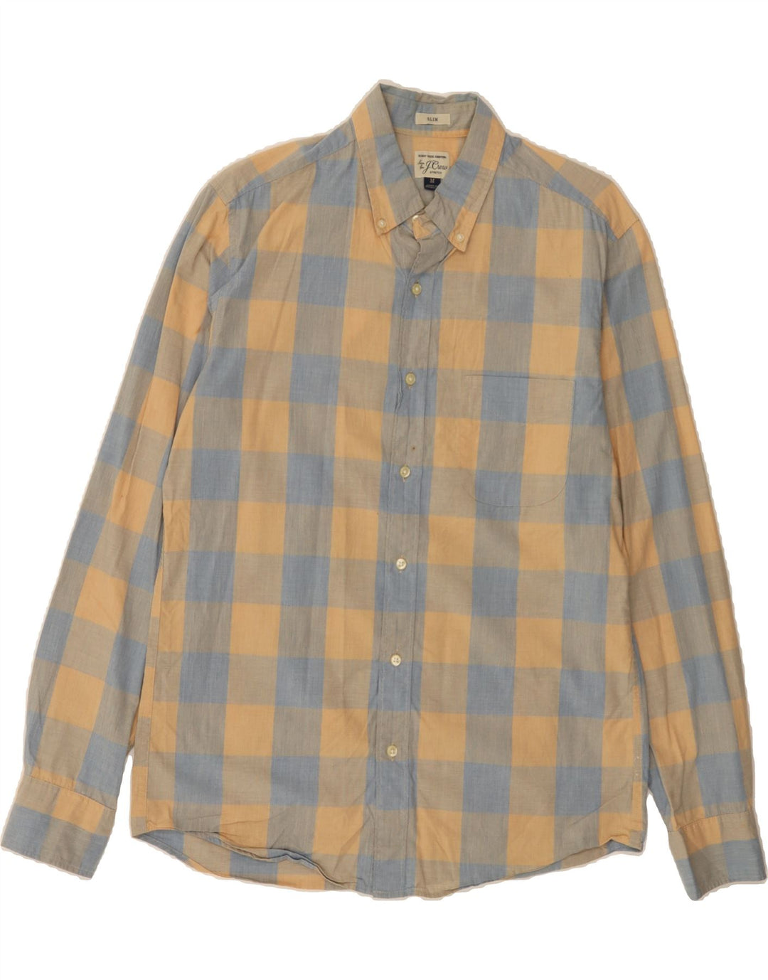 J. CREW Mens Slim Shirt Medium Yellow Check Cotton Vintage J. Crew and Second-Hand J. Crew from Messina Hembry 