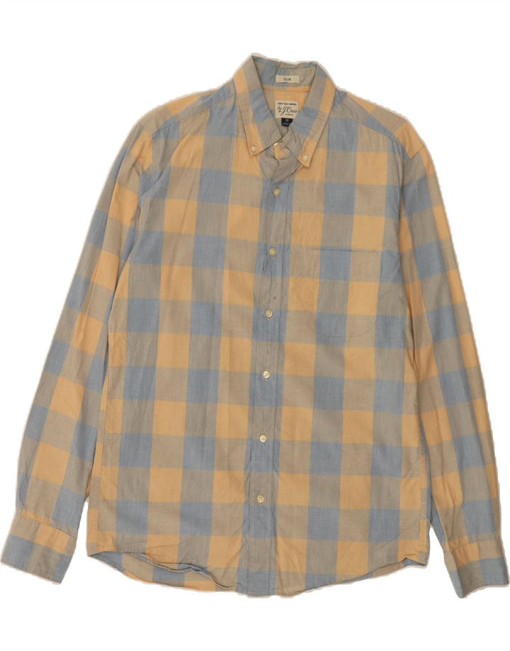 J. CREW Mens Slim Shirt Medium Yellow Check Cotton Vintage J. Crew and Second-Hand J. Crew from Messina Hembry 