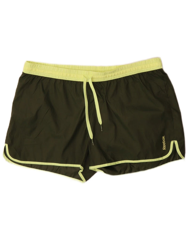 Shorts esportivos femininos Reebok UK 16 grande poliéster cáqui