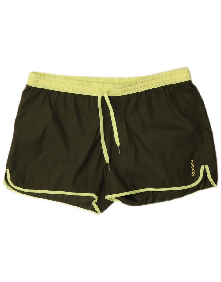 Shorts esportivos femininos Reebok UK 16 grande poliéster cáqui