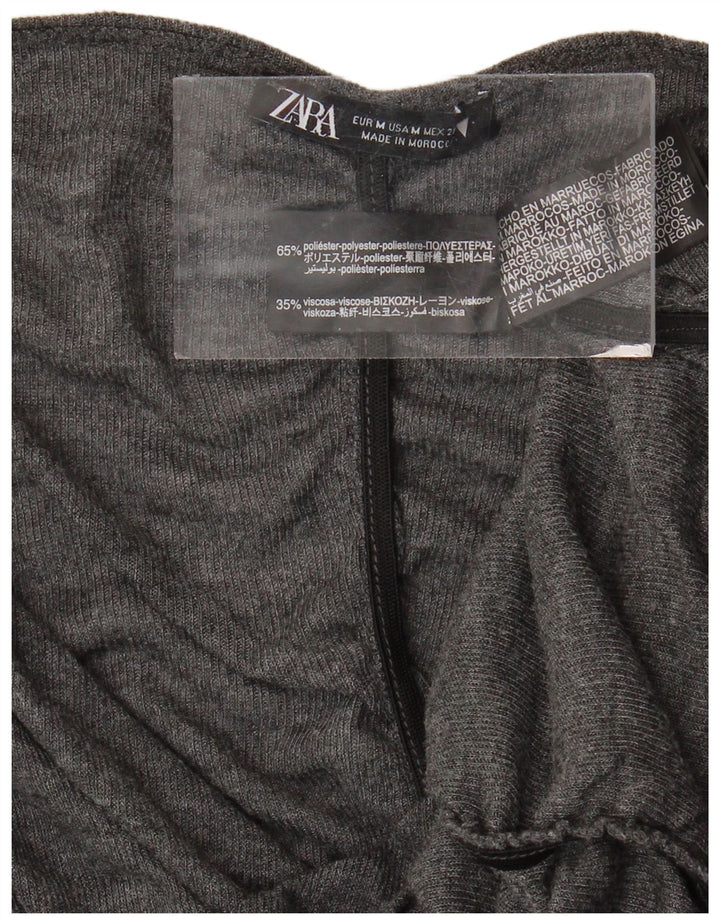 Blusa feminina ZARA UK 12 poliéster cinza médio