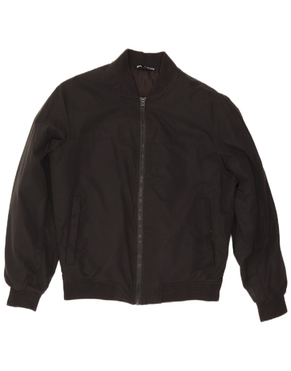 Zara Mens Loose Fit Bomber Jacket UK 36 Pequeno Poliéster Preto