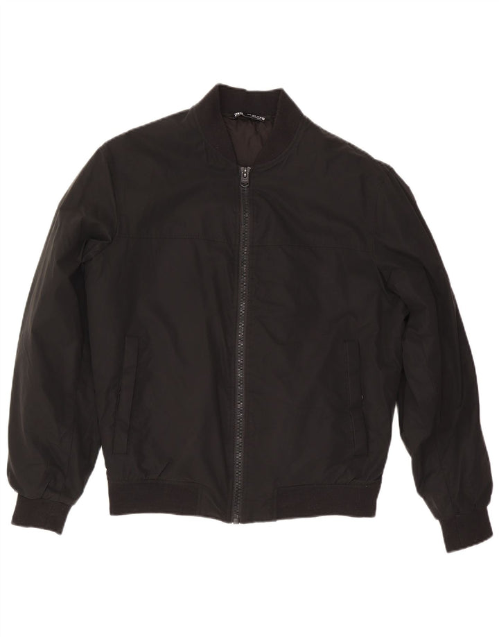 Zara Mens Loose Fit Bomber Jacket UK 36 Pequeno Poliéster Preto
