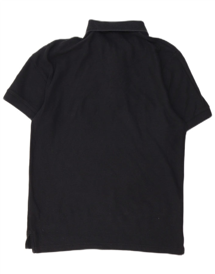 Camisa polo gráfica masculina Nike pequena de algodão preto