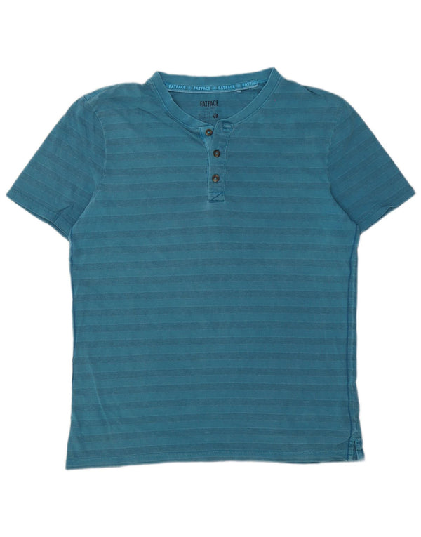 Camiseta masculina Fat Face Top de algodão listrado azul médio