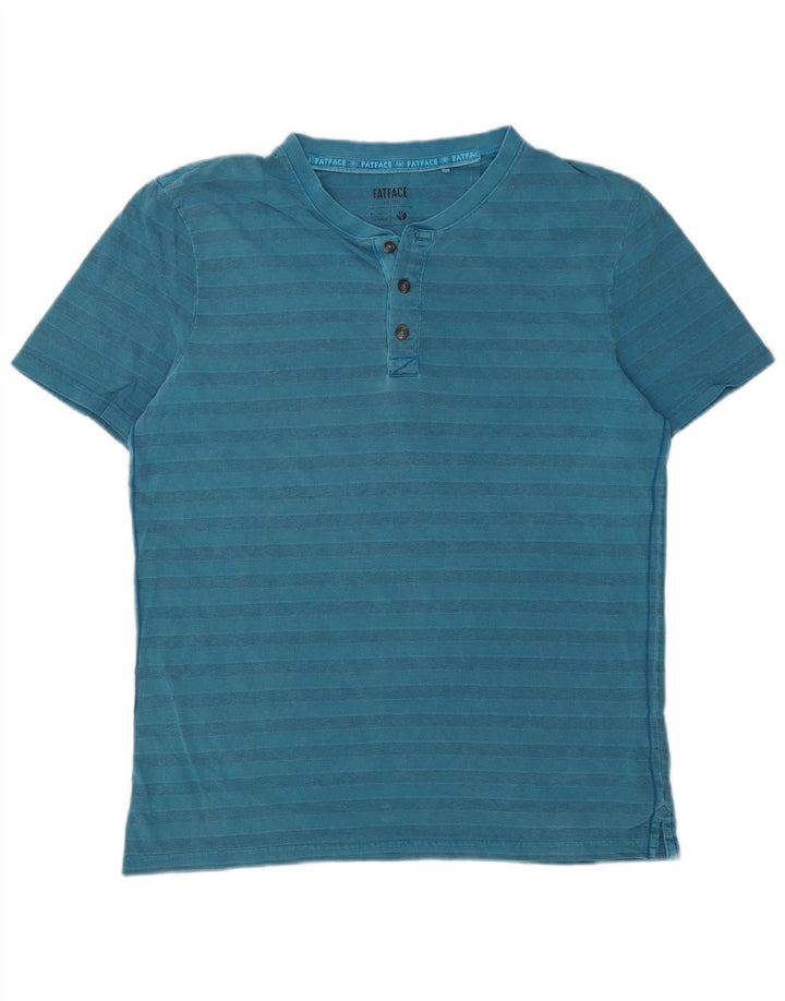 Camiseta masculina Fat Face Top de algodão listrado azul médio