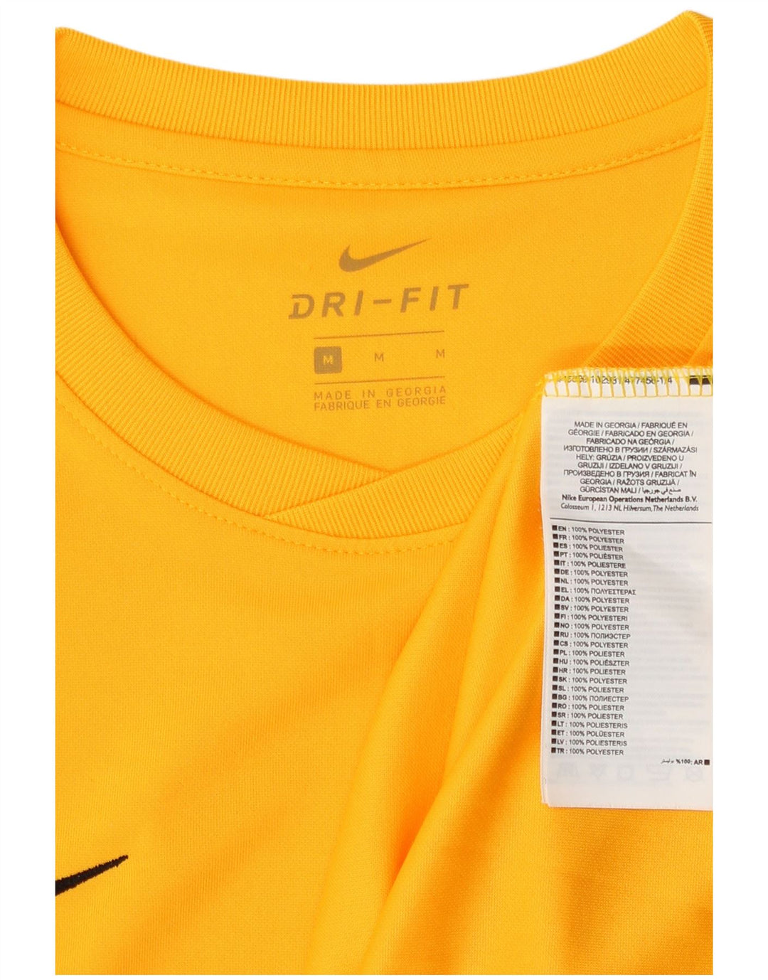 Top gráfico Nike masculino Dri Fit manga comprida poliéster amarelo médio