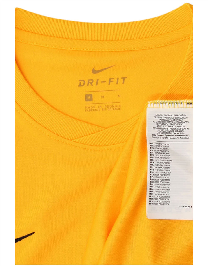 Top gráfico Nike masculino Dri Fit manga comprida poliéster amarelo médio