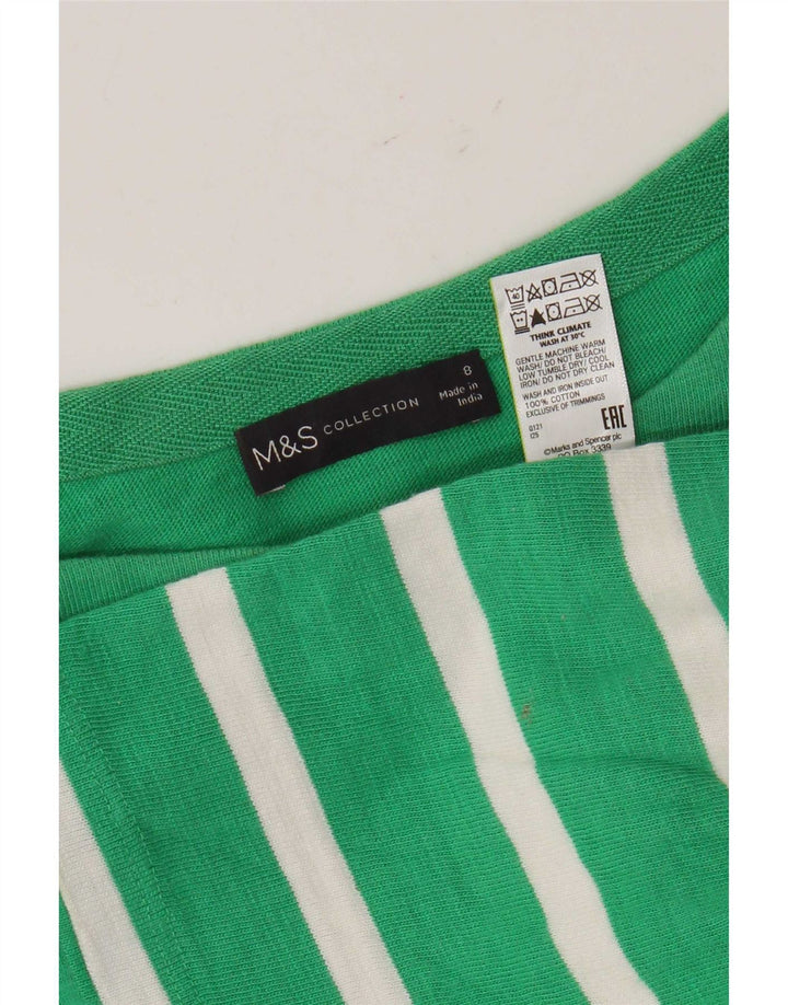 Marks & Spencer Top feminino oversized manga 3/4 Reino Unido 8 listrado verde pequeno
