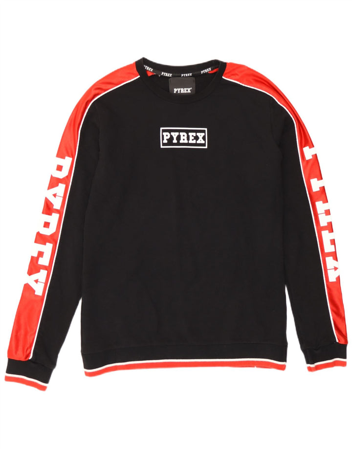 Pyrex moletom gráfico masculino jumper médio preto colorblock algodão