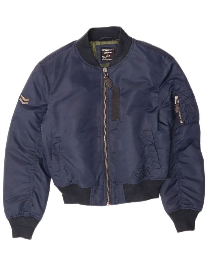 Jaqueta bomber feminina Superdry UK 6 XS azul marinho nylon exército