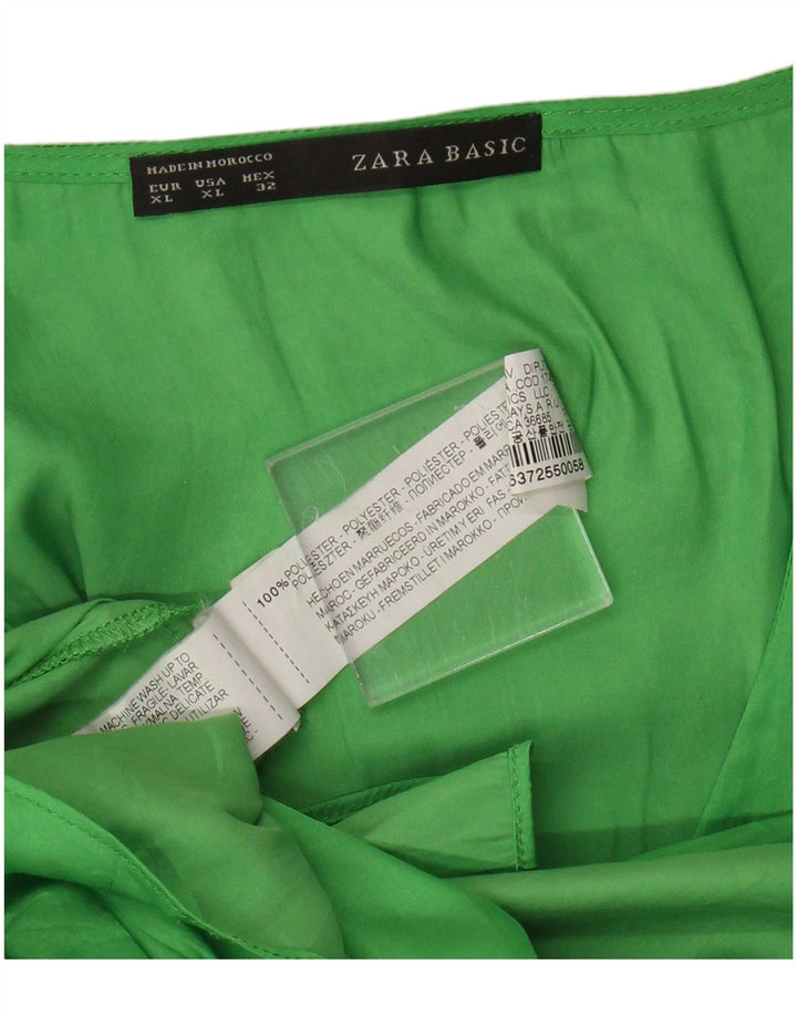 Blusa feminina sem mangas Zara Top UK 18 XL verde poliéster