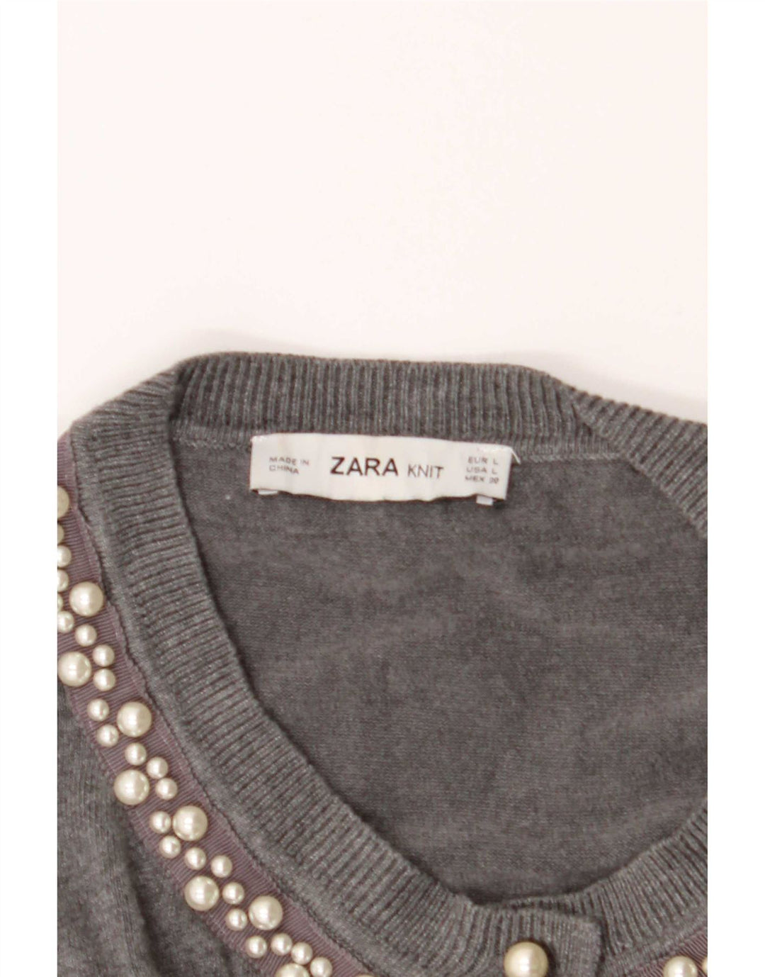 Suéter cardigã feminino Zara Reino Unido 14 grande cinza