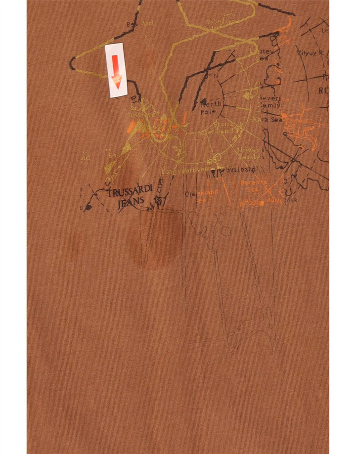 Trussardi Jeans Mens Gráfico Top Manga Longa Médio Algodão Marrom