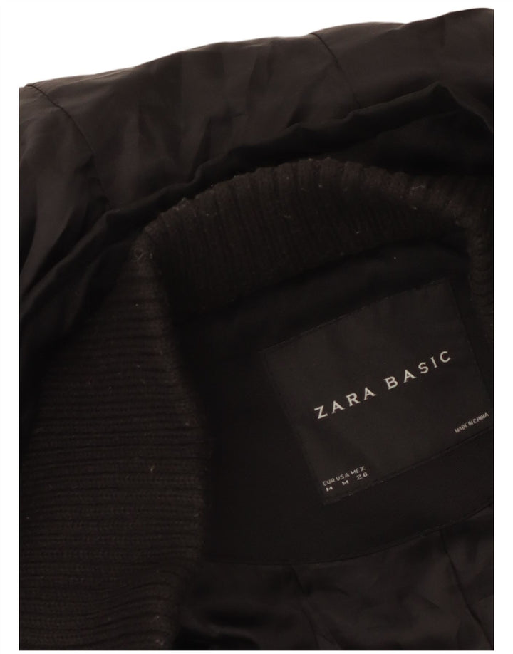 Zara Jaqueta Parka Feminina com Capuz Reino Unido 12 Médio Preto