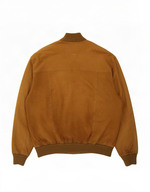 Jaqueta bomber masculina vintage de camurça IT 56 3XL couro bege