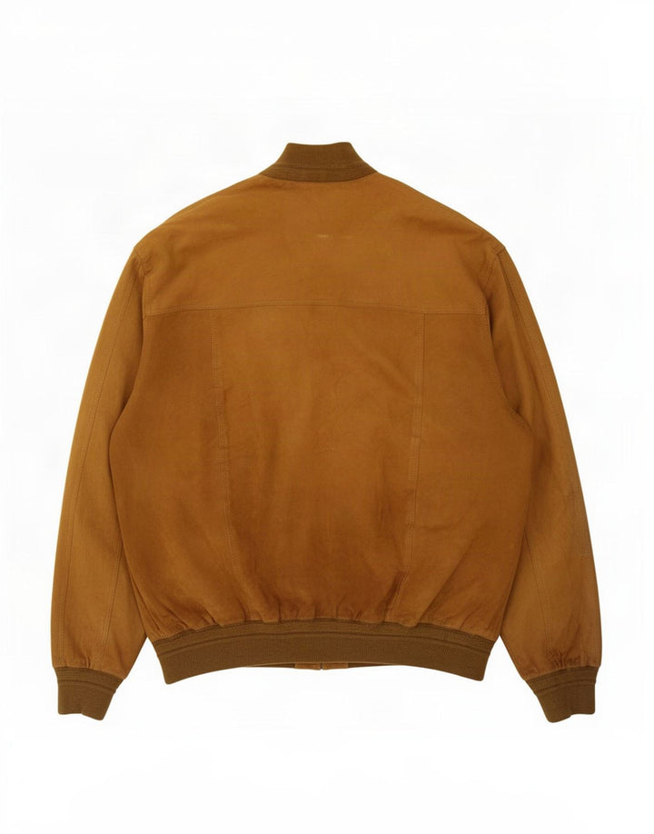 Jaqueta bomber masculina vintage de camurça IT 56 3XL couro bege
