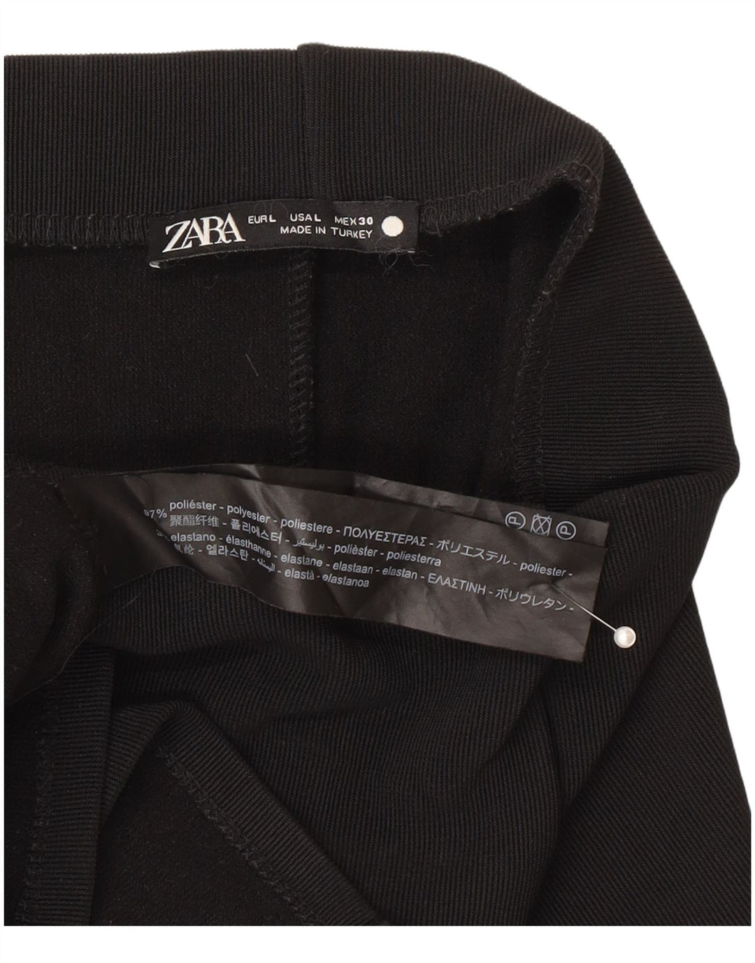 Zara Saia Midi Feminina Cintura Alta Grande W30 Poliéster Preto