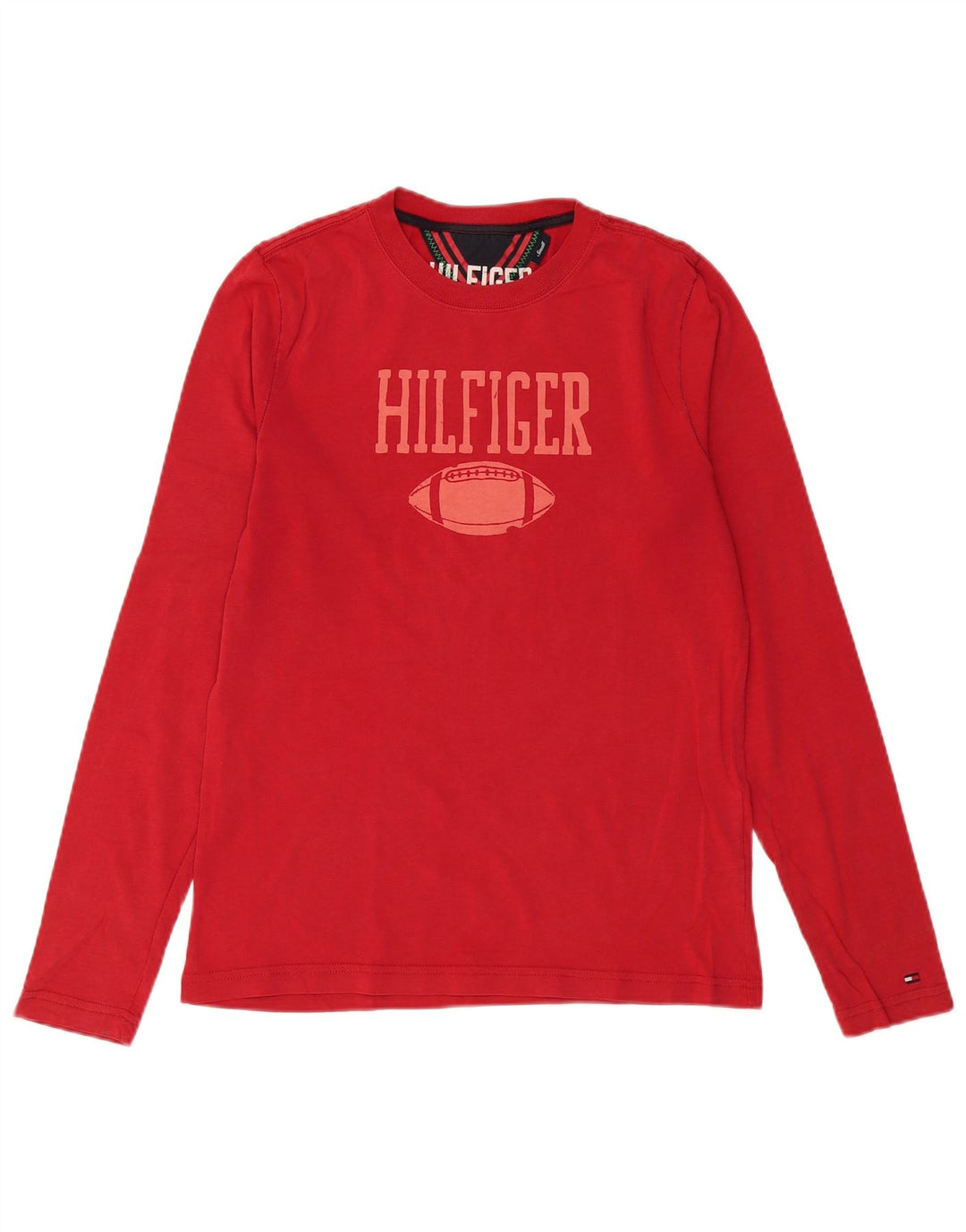 Tommy Hilfiger Camiseta masculina gráfica manga comprida pequena algodão vermelho