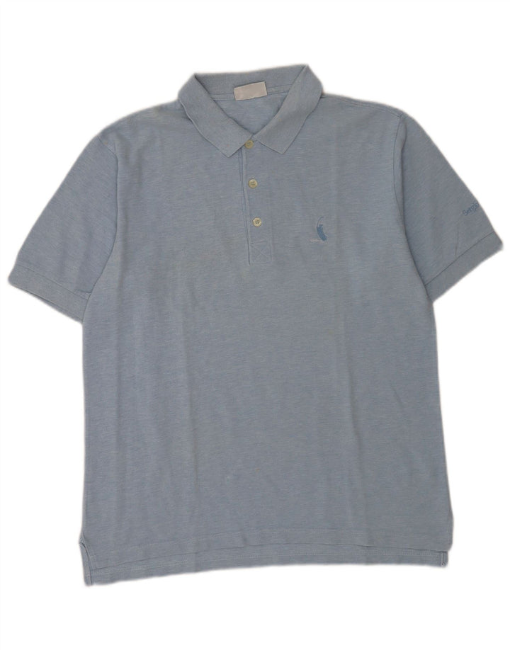 Camisa polo masculina Sergio Tacchini IT 50 algodão manchado azul médio